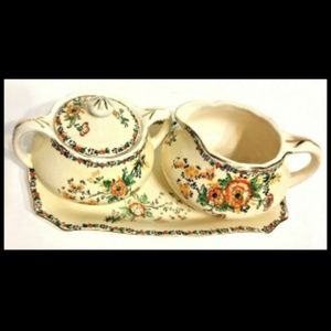 Noritake Morimura Sugar Bowl Lid Creamer Tray Vintage Made in Japan
